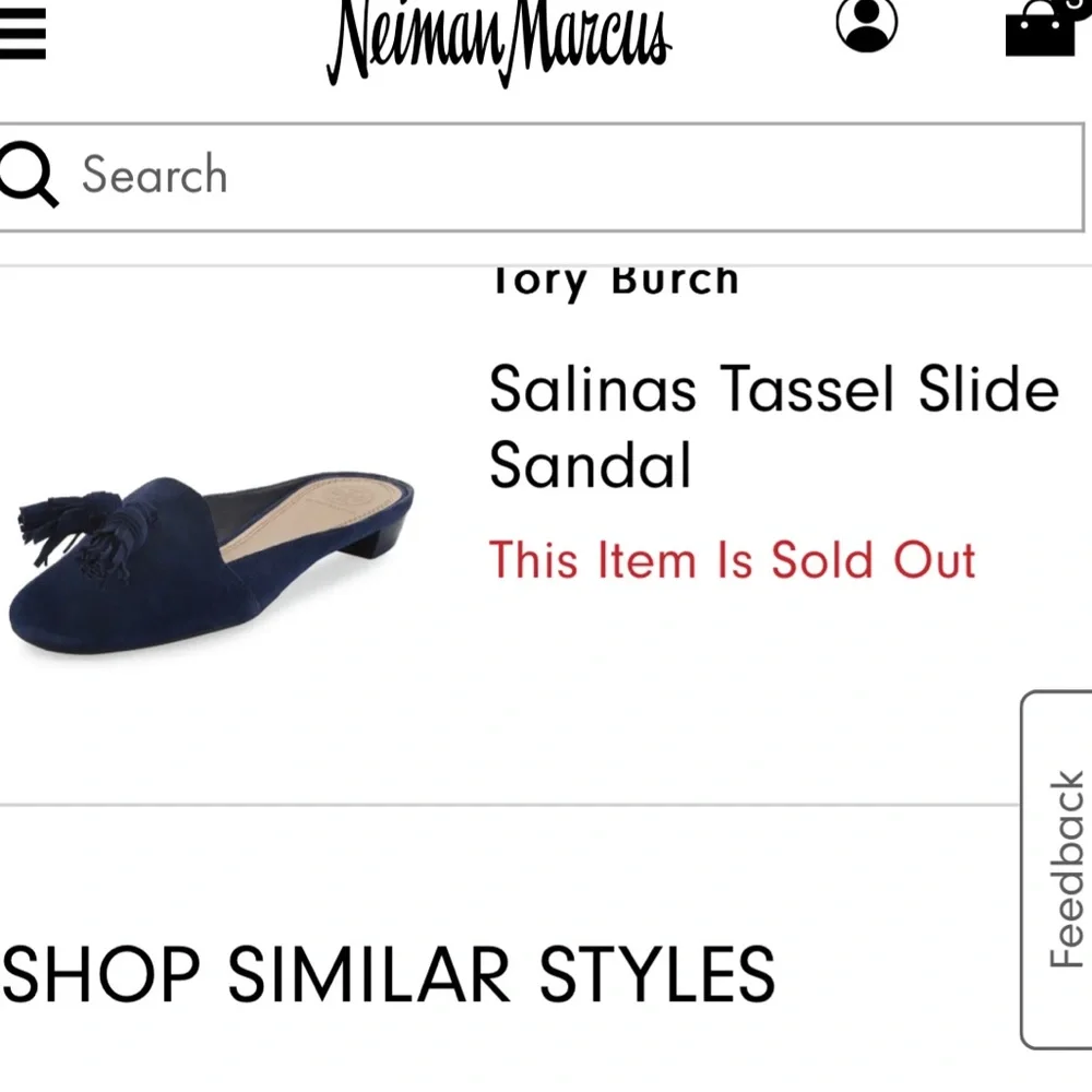 Tory Burch Salinas Tassel Mule Black Suede Slide Size 9